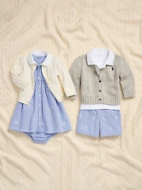 Baby Boy's Combed Cotton Button-Front Cardigan