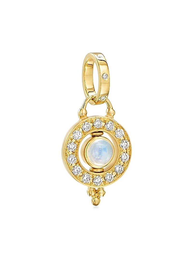 Celestial 18K Yellow Gold Moonstone & Diamond Mini Orbit Pendant