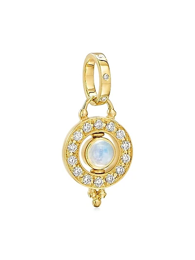 Celestial 18K Yellow Gold Moonstone & Diamond Mini Orbit Pendant