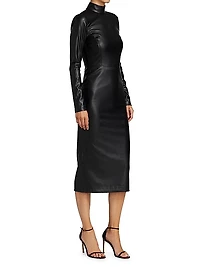 Delora Vegan Leather Bodycon Midi Dress