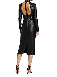 Delora Vegan Leather Bodycon Midi Dress