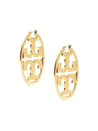 Goldtone Double T Hoop Earrings