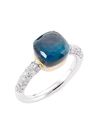 Nudo 18K Two-Tone Gold, London Blue Topaz Doublet & Diamond Petite Ring