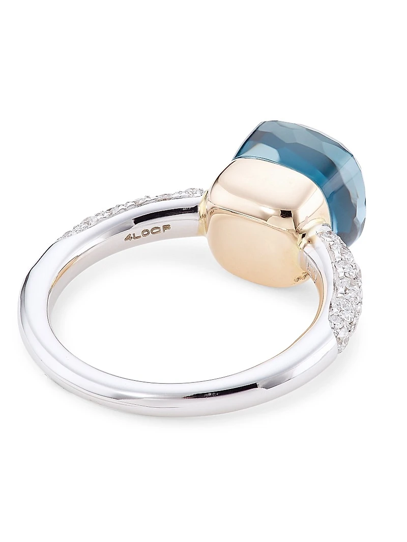 Nudo 18K Two-Tone Gold, London Blue Topaz Doublet & Diamond Petite Ring