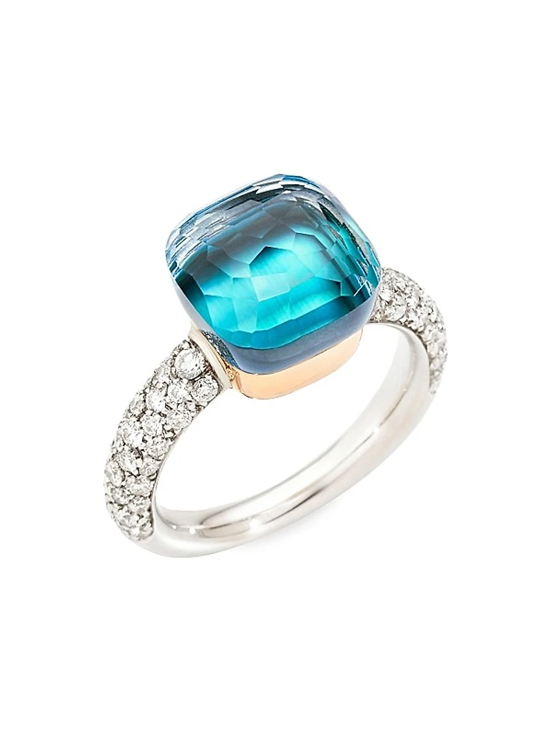 Nudo 18K Two-Tone Gold, Sky Blue Topaz & Diamond Classic Ring