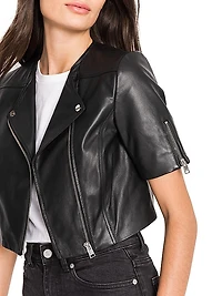 Kirsi Short-Sleeve Leather Jacket