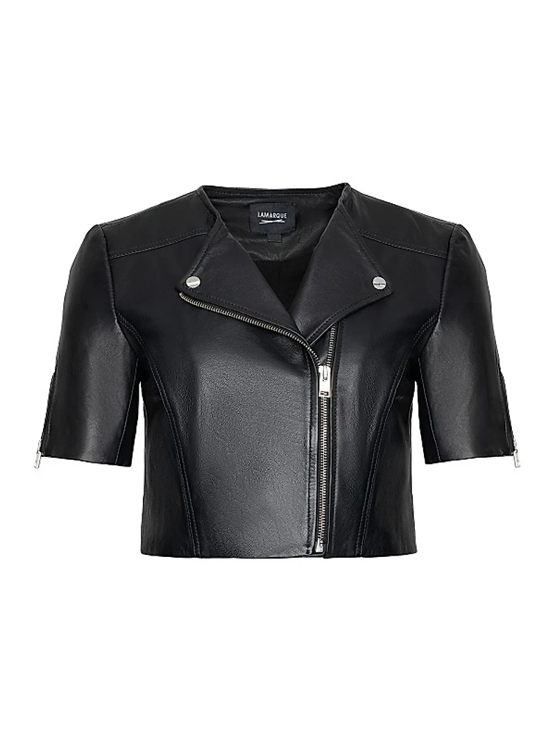 Kirsi Short-Sleeve Leather Jacket
