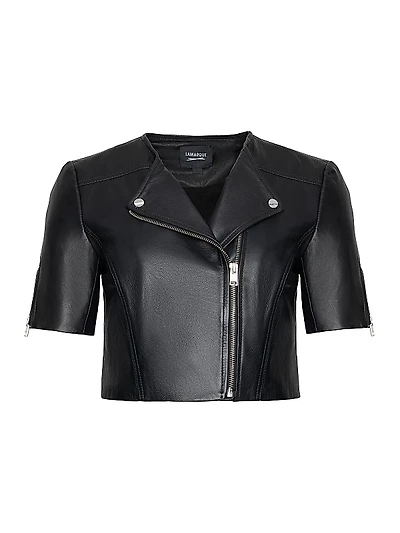 Kirsi Short-Sleeve Leather Jacket