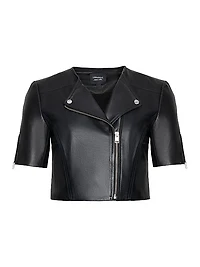 Kirsi Short-Sleeve Leather Jacket