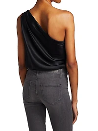 Darby One-Shoulder Silk Bodysuit