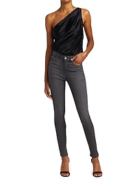 Darby One-Shoulder Silk Bodysuit