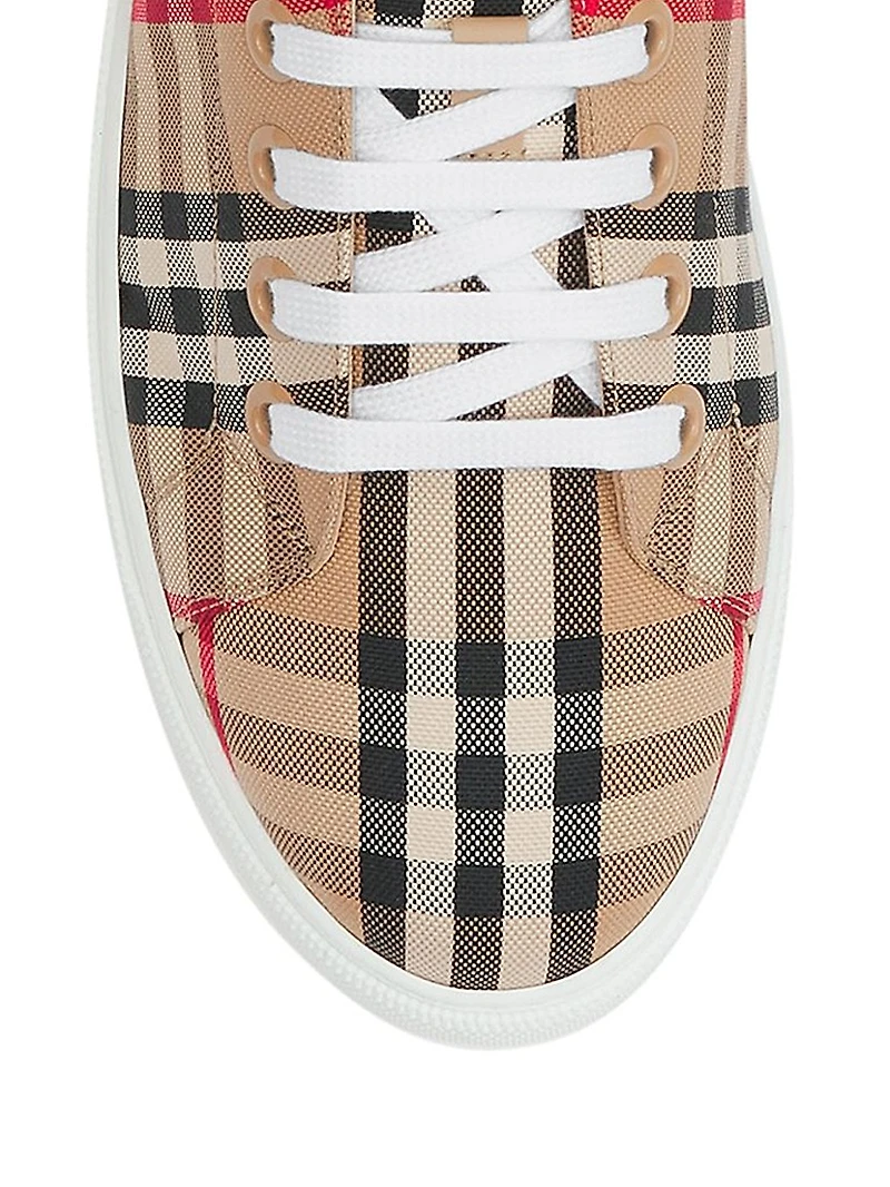 Albridge Check & Leather Low-Top Sneakers