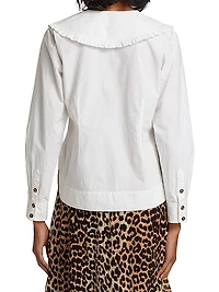 Cotton Poplin Pilgrim Collar Top