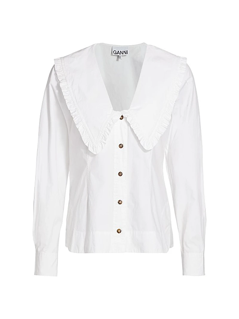 Cotton Poplin Pilgrim Collar Top