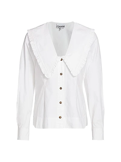 Cotton Poplin Pilgrim Collar Top