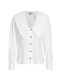 Cotton Poplin Pilgrim Collar Top