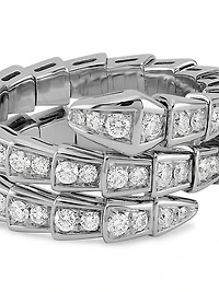 Serpenti Viper 18K White Gold & Pavé Diamond 2-Coil Ring