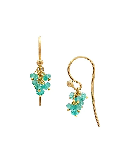 Bouclé 18K & 24K Yellow Gold & Emerald Charm Earrings