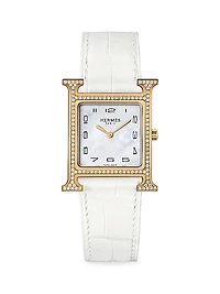 Heure H 18K Rose Gold, Diamond & Alligator Strap Watch/26MM