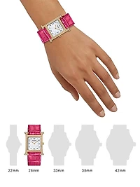 Heure H 18K Rose Gold, 0.45 TCW Diamond & Alligator Strap Watch/26MM