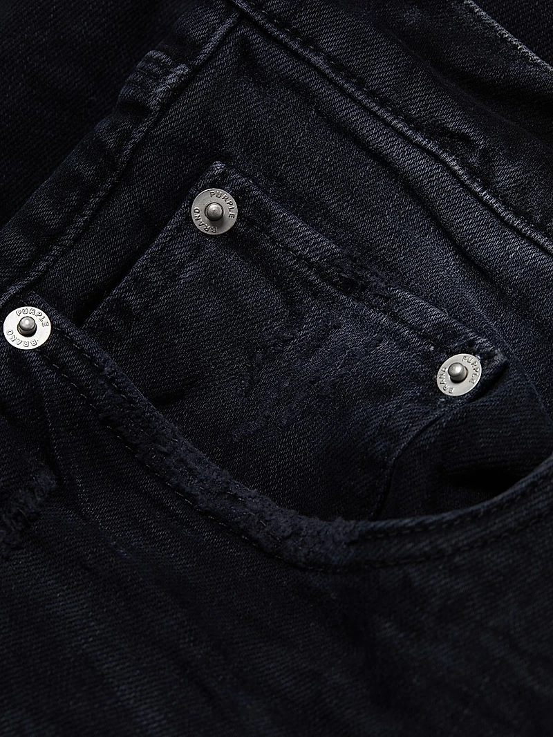 P002 Blowout Knees Distressed Slim-Straight Jeans