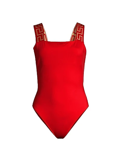 Greca Border One-Piece Swimsuit