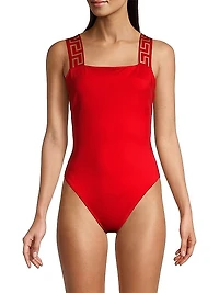 Greca Border One-Piece Swimsuit