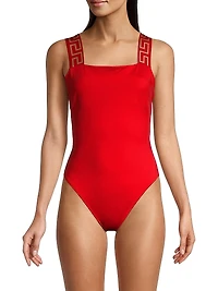 Greca Border One-Piece Swimsuit