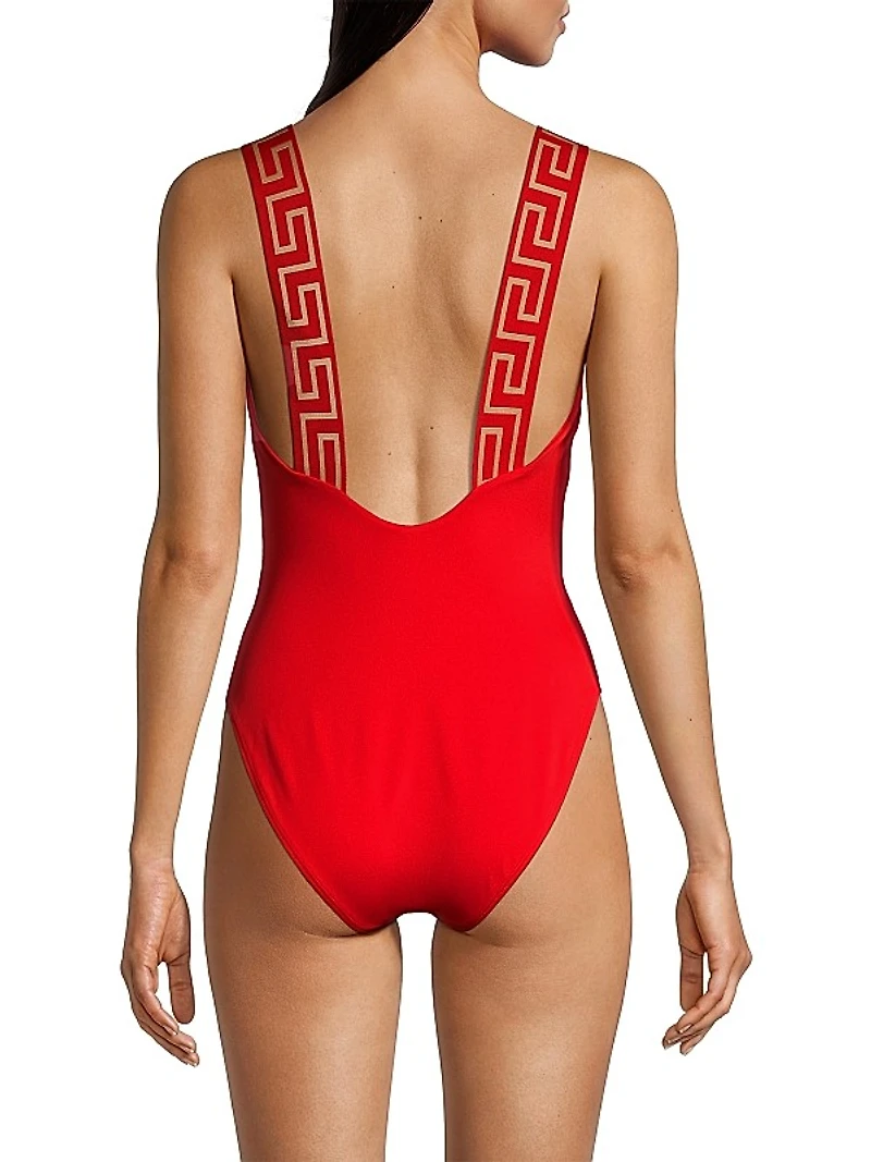 Greca Border One-Piece Swimsuit