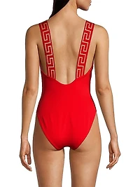 Greca Border One-Piece Swimsuit