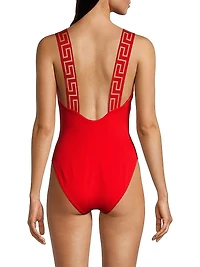 Greca Border One-Piece Swimsuit