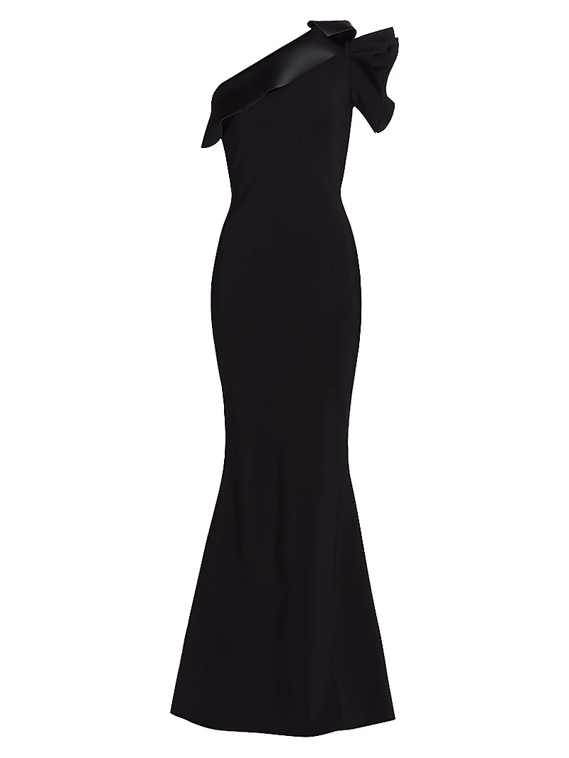 Kika Ra Ruffled One-Shoulder Trumpet Gown