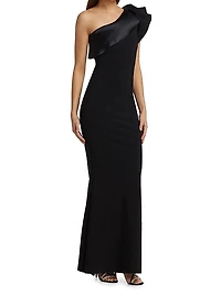 Kika Ra Ruffled One-Shoulder Trumpet Gown