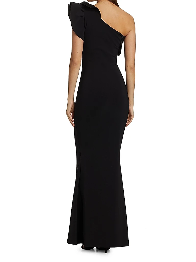 Kika Ra Ruffled One-Shoulder Trumpet Gown