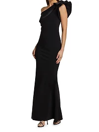 Kika Ra Ruffled One-Shoulder Trumpet Gown