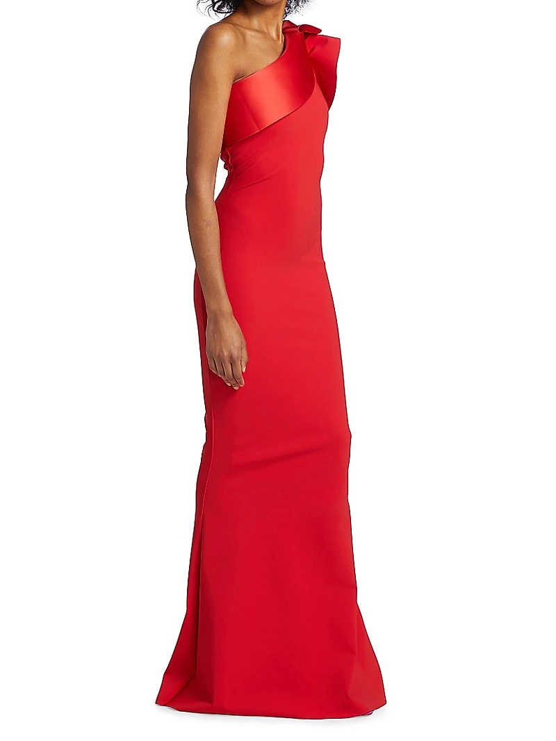 Kika Ra Ruffled One-Shoulder Trumpet Gown