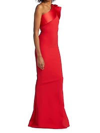 Kika Ra Ruffled One-Shoulder Trumpet Gown