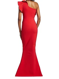Kika Ra Ruffled One-Shoulder Trumpet Gown