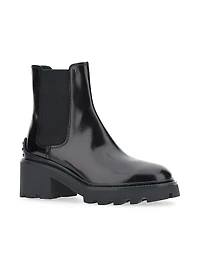 Patent Leather Lug-Sole Chelsea Boots