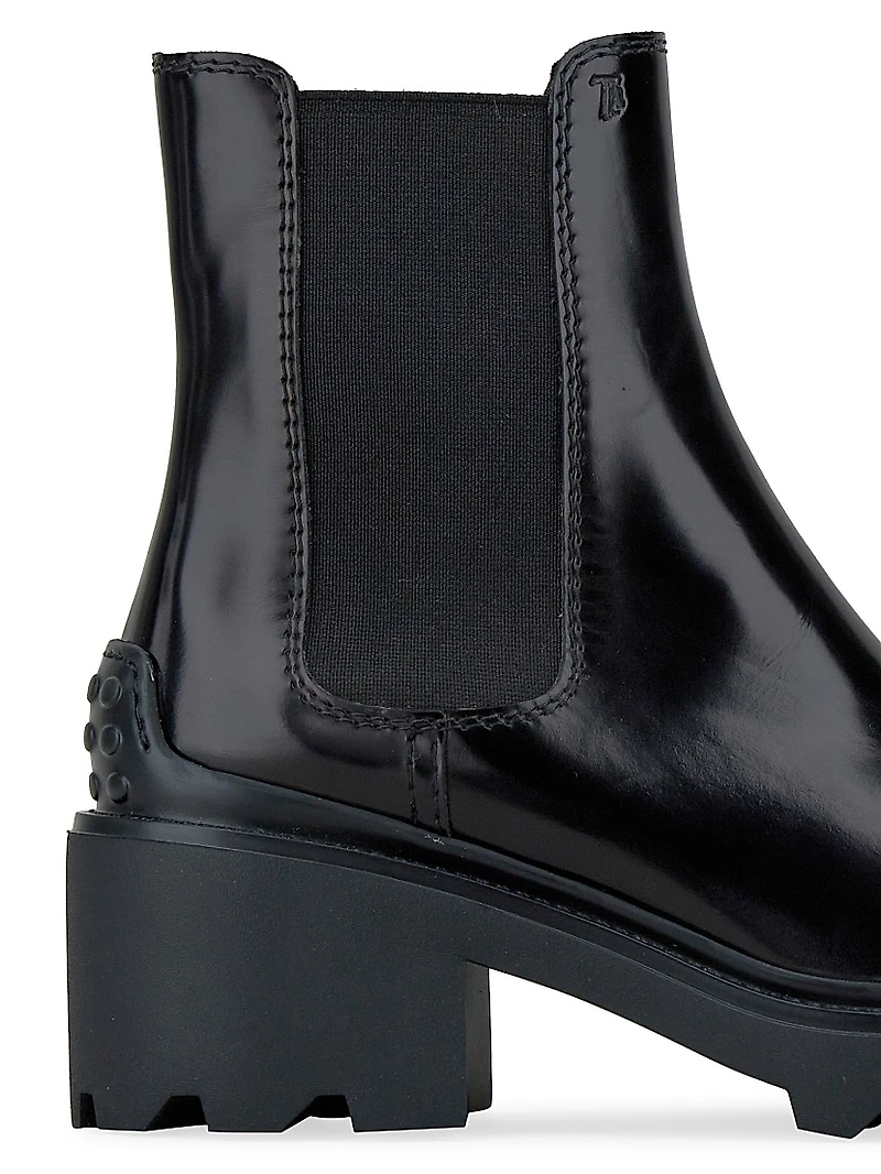 Patent Leather Lug-Sole Chelsea Boots
