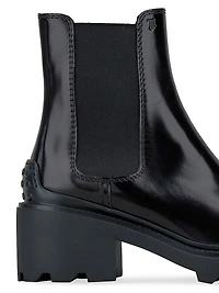 Patent Leather Lug-Sole Chelsea Boots