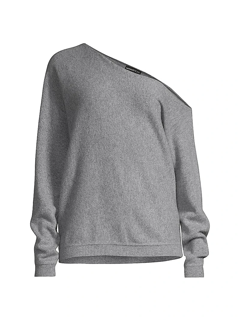 Asymmetric Off-The-Shoulder Cashmere Top