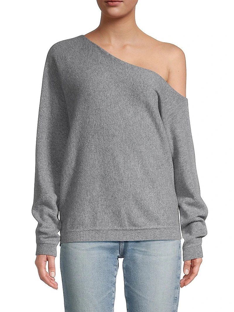 Asymmetric Off-The-Shoulder Cashmere Top