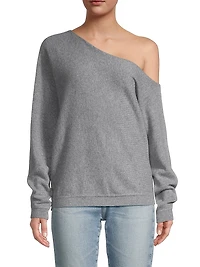 Asymmetric Off-The-Shoulder Cashmere Top