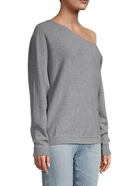 Asymmetric Off-The-Shoulder Cashmere Top