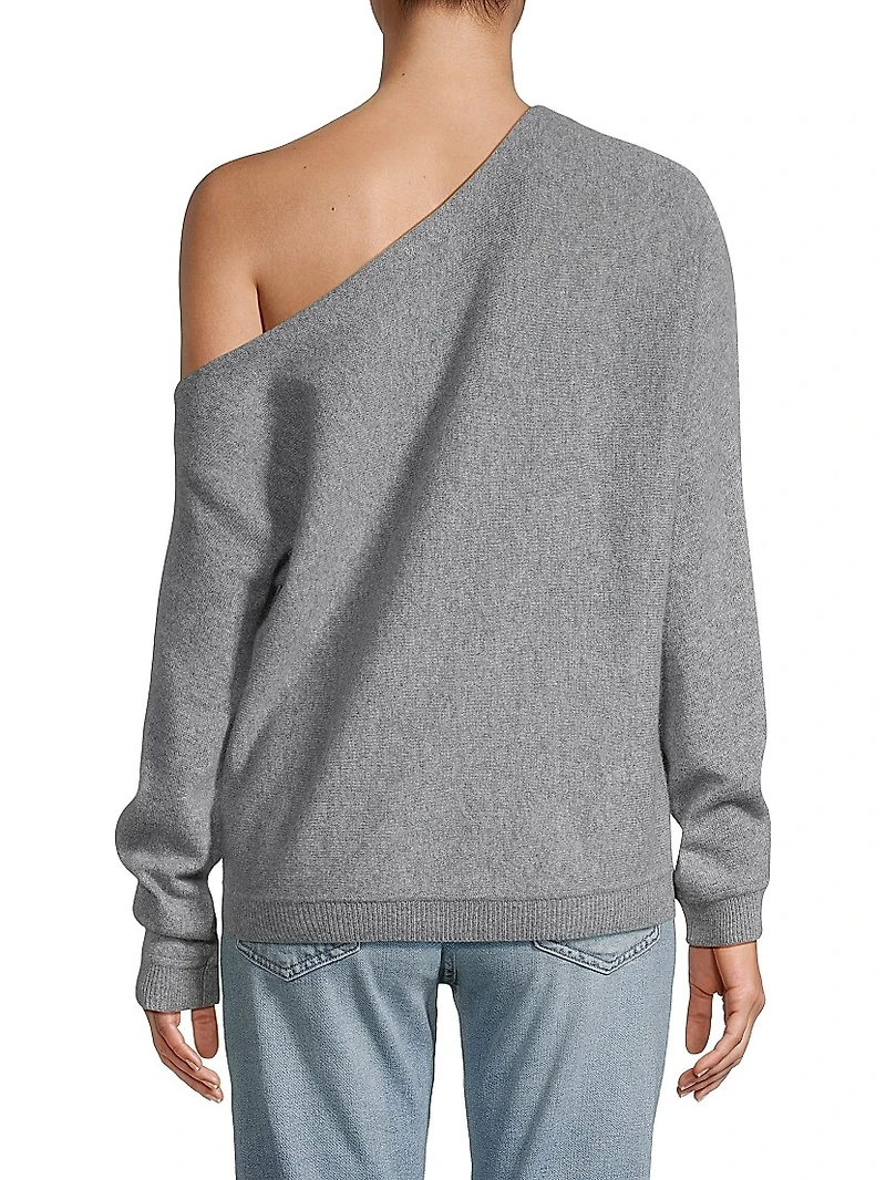 Asymmetric Off-The-Shoulder Cashmere Top