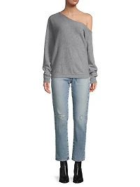 Asymmetric Off-The-Shoulder Cashmere Top