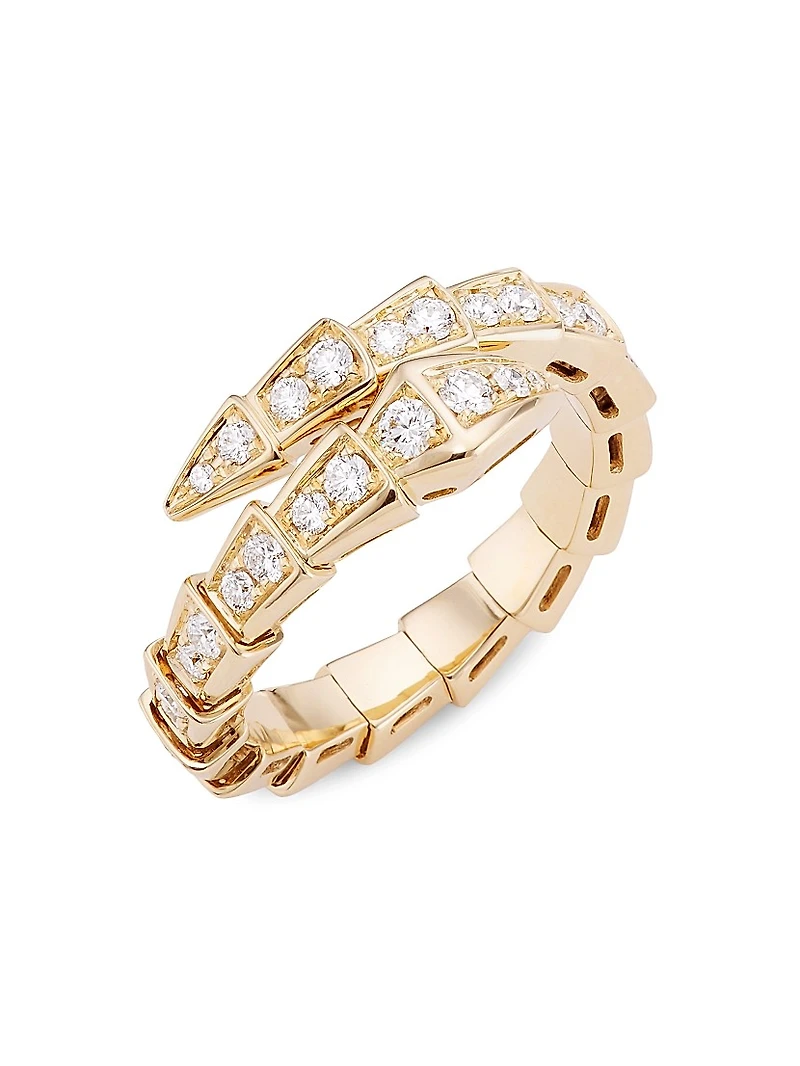 Serpenti Viper 18K Yellow Gold & Diamond Wrap Ring