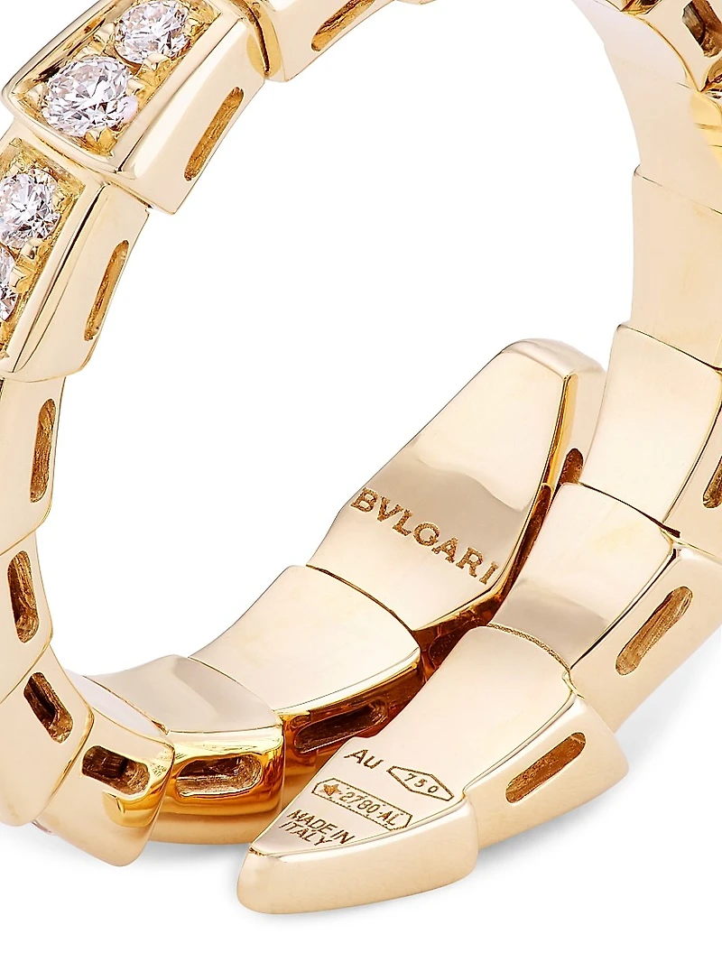 Serpenti Viper 18K Yellow Gold & Diamond Wrap Ring