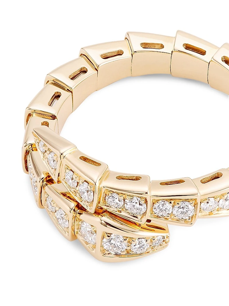 Serpenti Viper 18K Yellow Gold & Diamond Wrap Ring